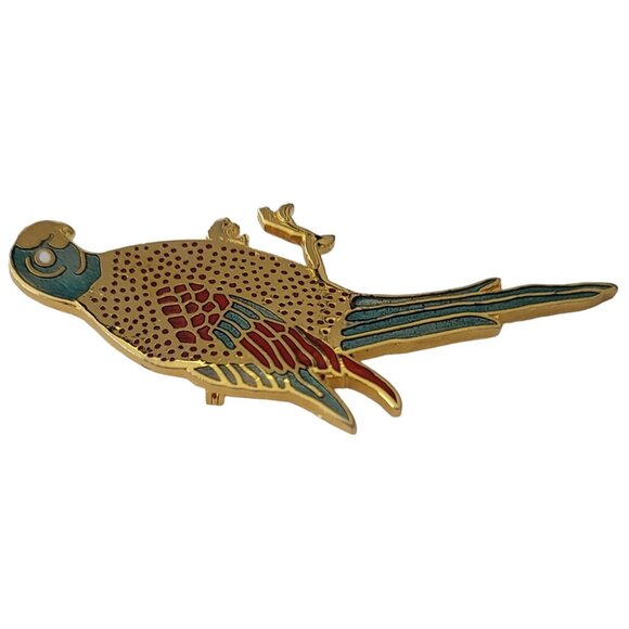 MMA Metropolitan Museum of Art Parrot Macaw Bird Brooch, Signed E698 - Picture 3 of 8